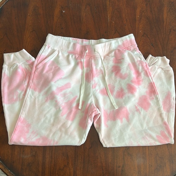 J. Crew Factory pink tie-dyed cotton sweatpants drawstring joggers medium - Picture 2 of 5